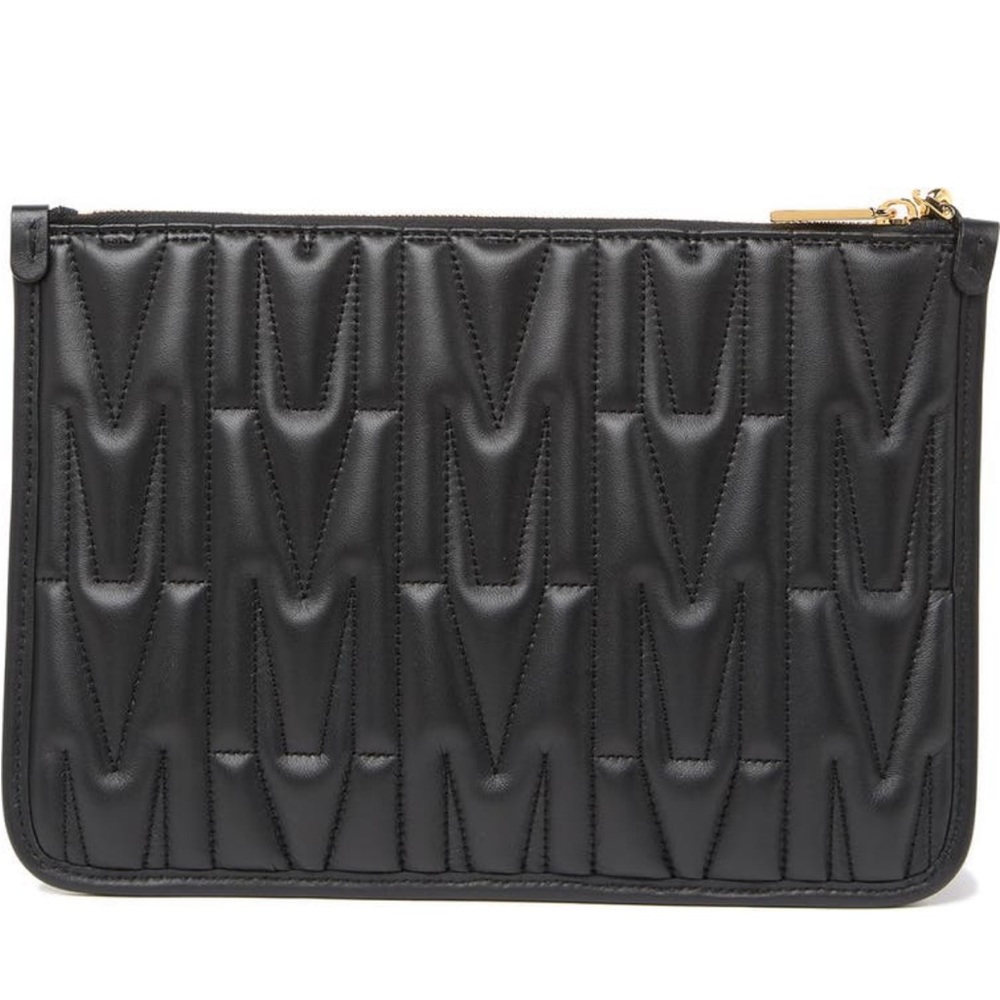 New Moschino QUILTED MONOGRAM CLUTCH LEATHER 11.5”X 8”New with tag made in Italy - Picture 4 of 12